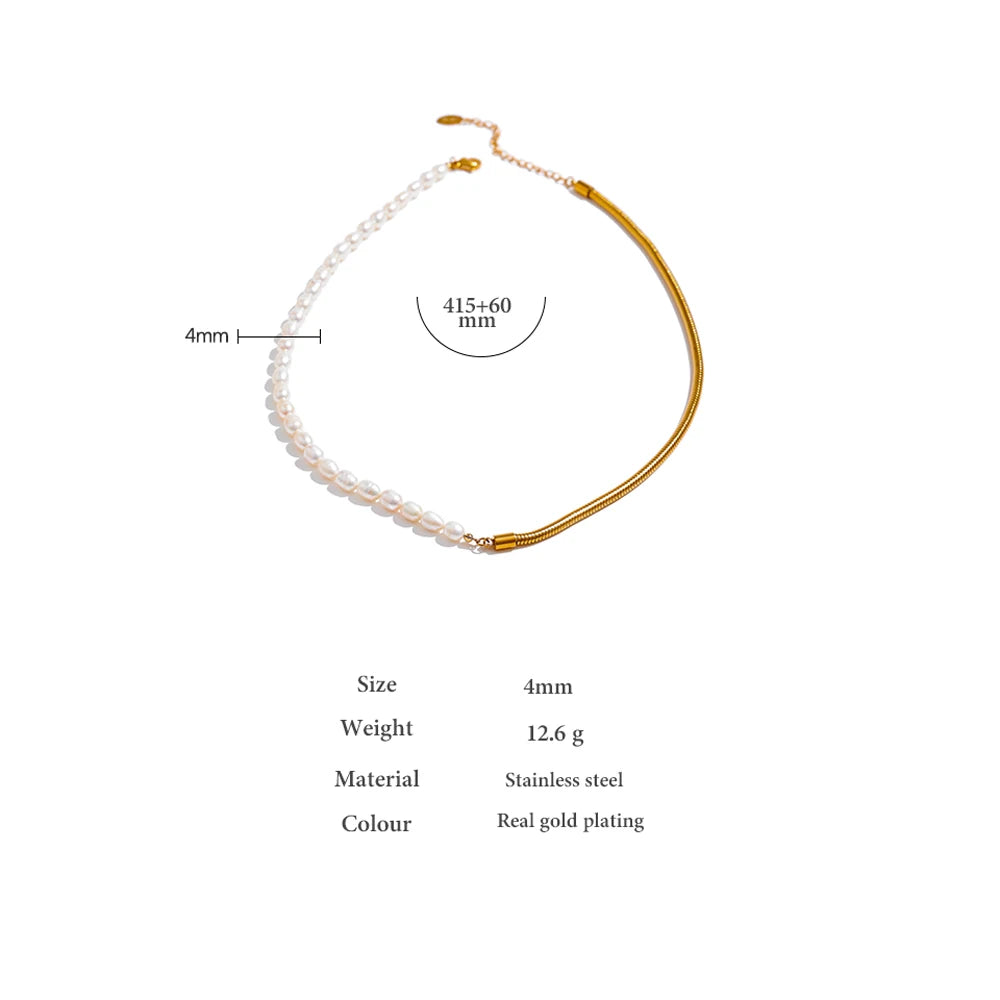 Duo - Collier en perle chaîne en or femme - Choker Love