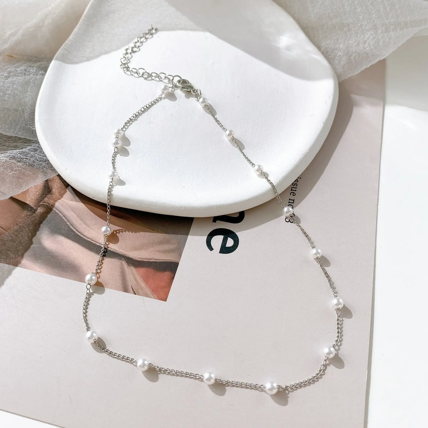 Colliers choker minimaliste en forme de coeur avec perles pour femmes - Choker Love
