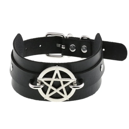 Choker Collier BDSM Bondage Gothique Etoile Cuir Noir