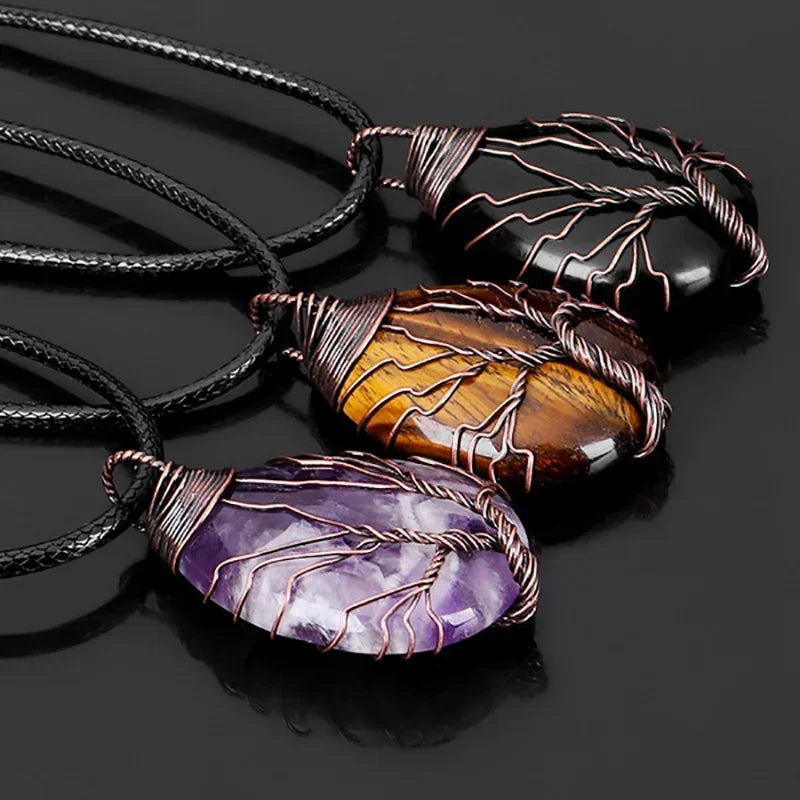 Collier Arbre de Vie 7 Chakras – Pendentif en pierres naturelles énergétiques