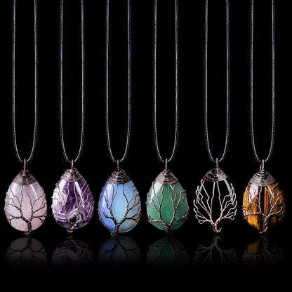 Collier Arbre de Vie 7 Chakras – Pendentif en pierres naturelles énergétiques