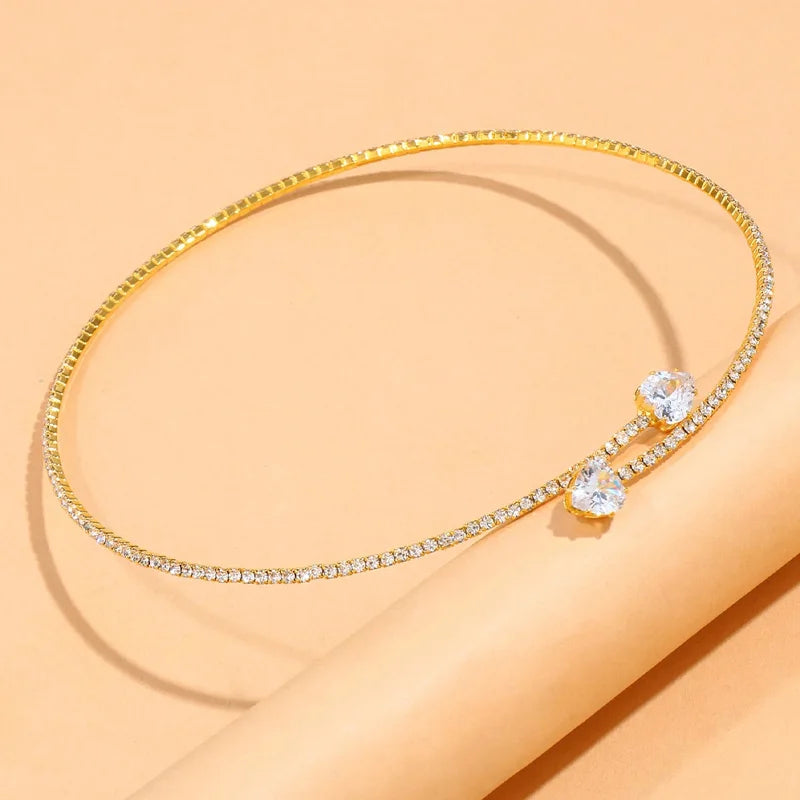 Collier Choker Ouvert Style Diamant or – Élégance femme