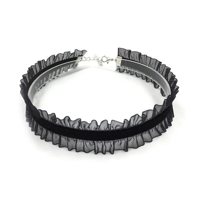 Collier Ras de Cou en Dentelle - Choker Femme Fille Noir