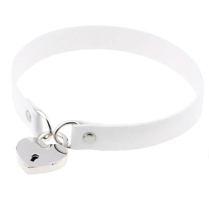 Choker BDSM avec Cadenas Coeur - Collier ras de cou cuir - Choker Love