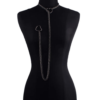 Collier BDSM Coeur - Choker chaîne en acier inoxydable - Choker Love