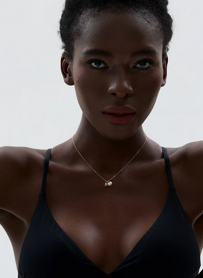 Collier pendentif perle et diamant – Élégance dorée - Choker Love
