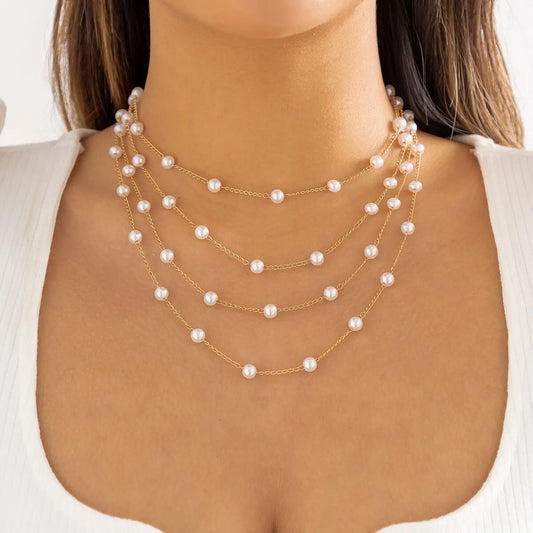 Collier Mariage ras de cou - Chaînes avec perles or - Choker Love
